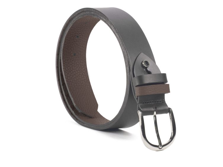Ceinture cuir reverso noir / marron - 11108