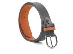 Ceinture cuir reverso noir / orange - 11108