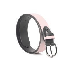 Ceinture cuir reverso noir / rose - 11108