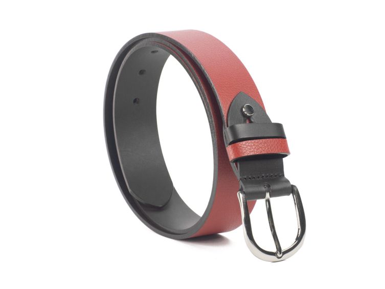 Ceinture cuir reverso noir / rose - 11108