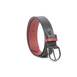 Ceinture cuir reverso noir / rose - 11108