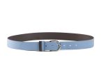 Ceinture cuir reverso marron foncé / ciel - 11108