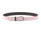 Ceinture cuir reverso marron foncé / rose - 11108