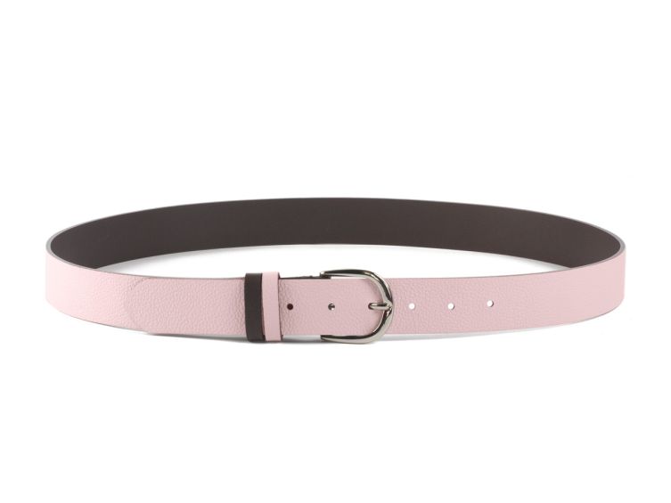 Ceinture cuir reverso marron foncé / rose - 11108