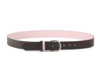 Ceinture cuir reverso marron foncé / rose - 11108