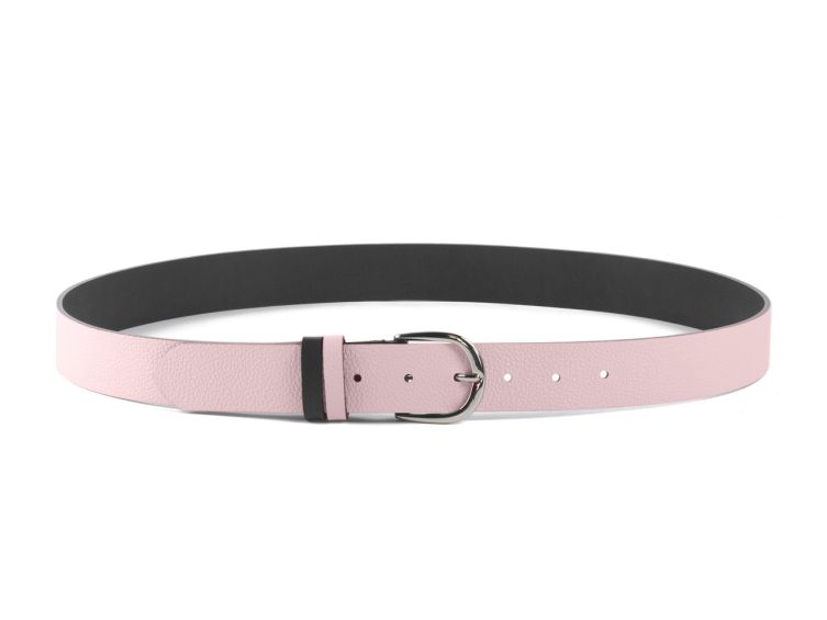 Ceinture cuir reverso noir / rose - 11108