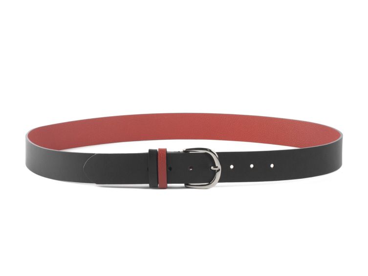 Ceinture cuir reverso noir / rose - 11108