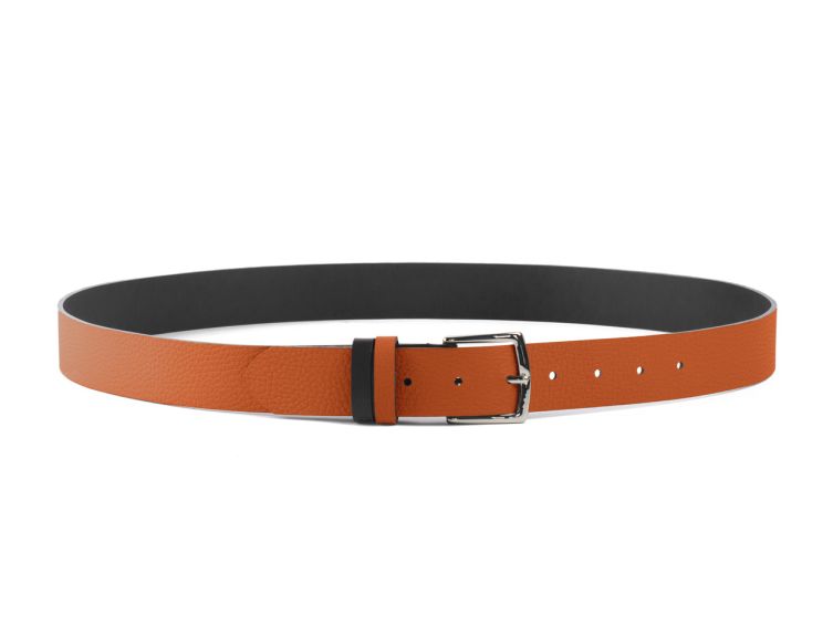 Ceinture cuir reverso noir / orange - 11107