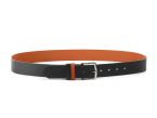 Ceinture cuir reverso noir / orange - 11107