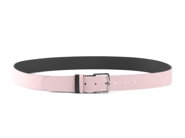 Ceinture cuir reverso noir / rose - 11107