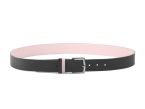 Ceinture cuir reverso noir / rose - 11107
