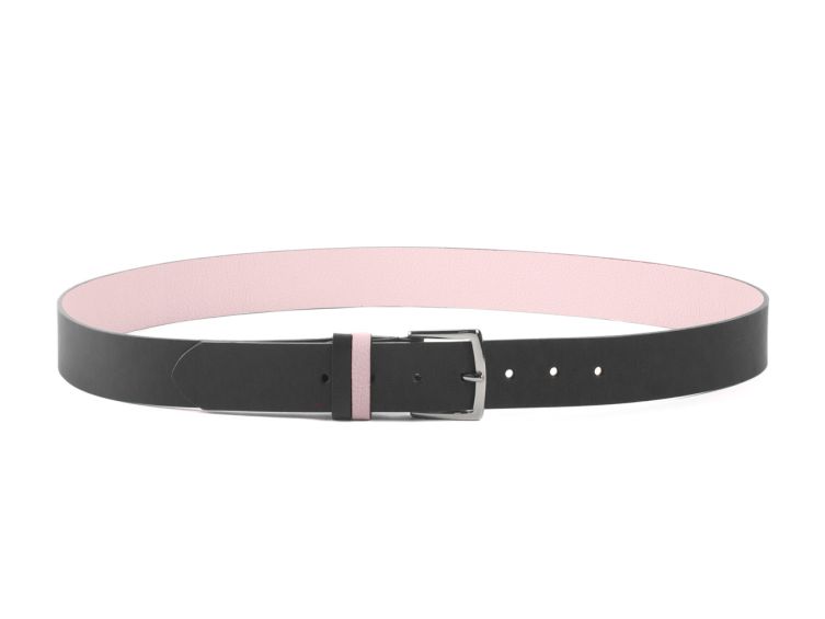 Ceinture cuir reverso noir / rose - 11107