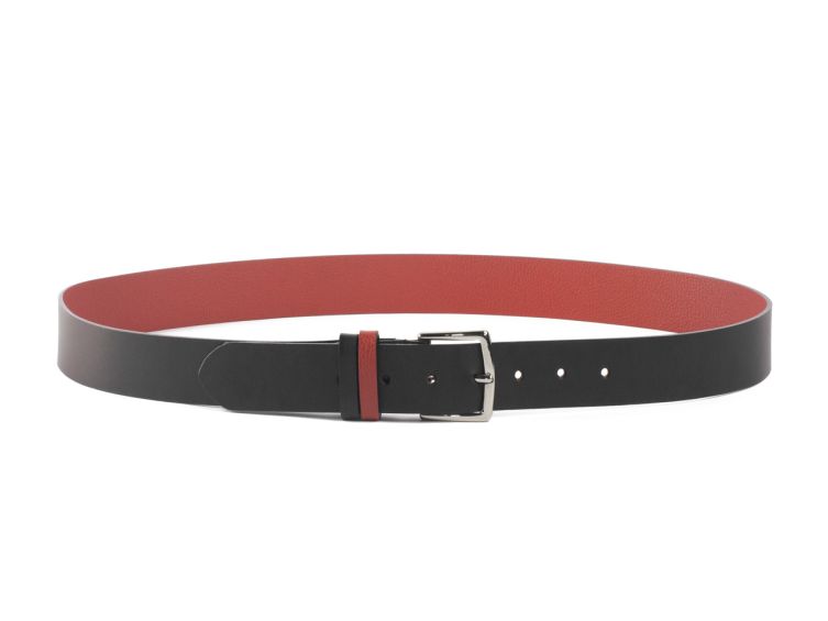 Ceinture cuir reverso noir / rouge - 11107