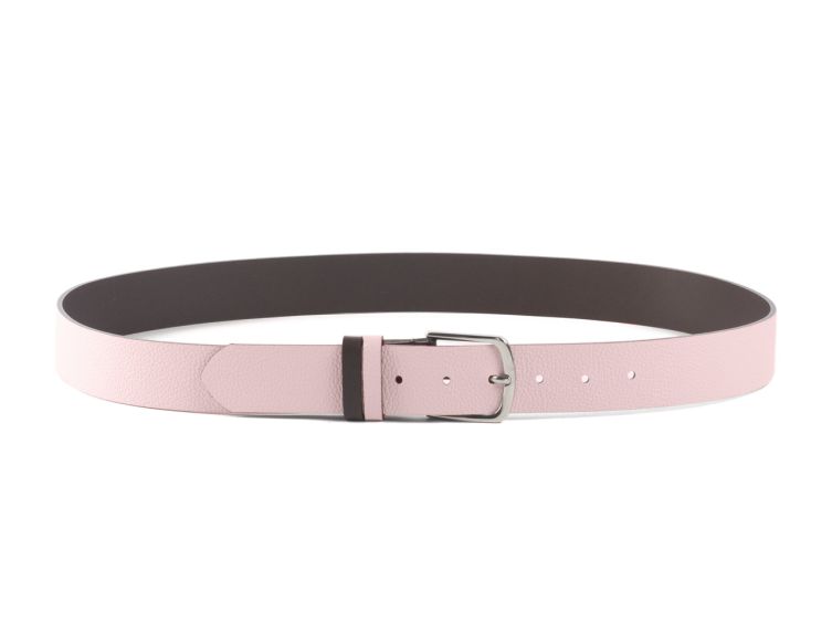 Ceinture cuir reverso marron foncé / rose - 11101