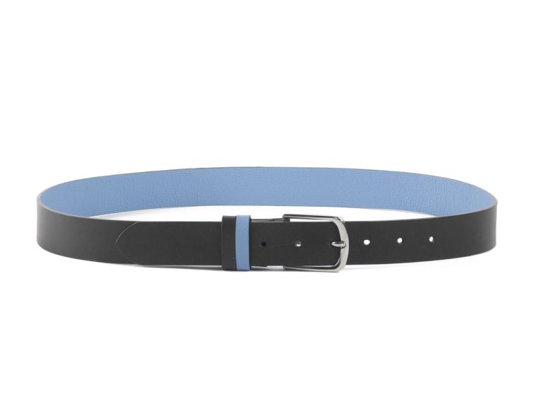 Ceinture cuir reverso noir / ciel - 11101