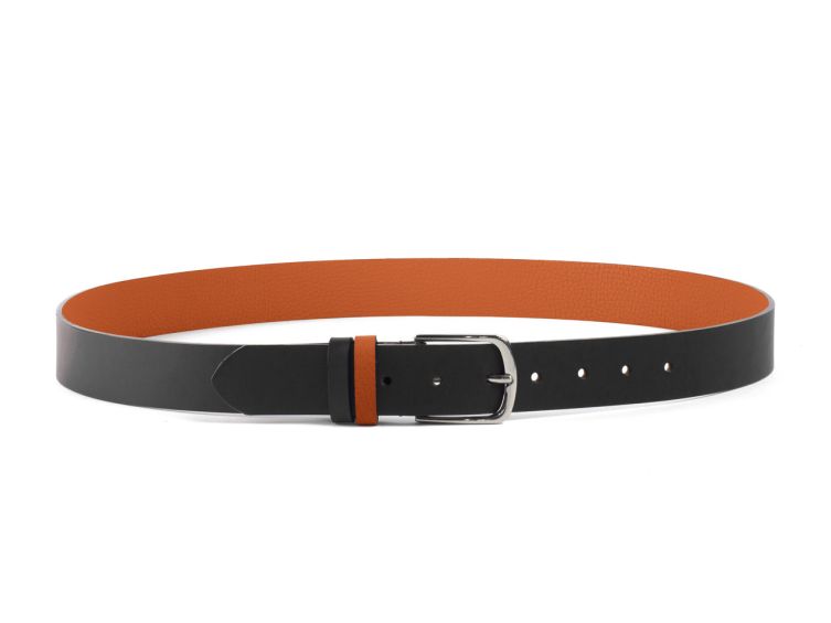 Ceinture cuir reverso noir / orange - 11101