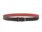 Ceinture cuir reverso noir / rouge - 11101