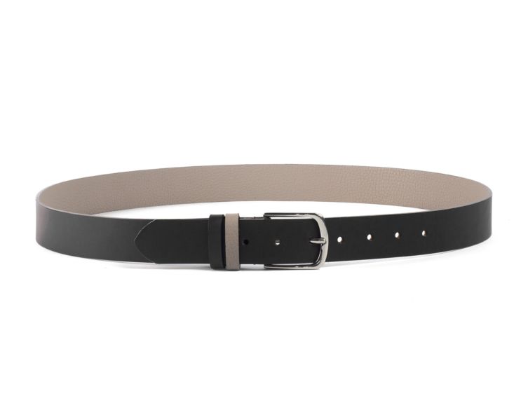 Ceinture cuir reverso noir / tourbe - 11101