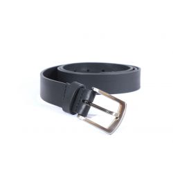 Ceinture cuir noir boucle discrete finition acier 4053