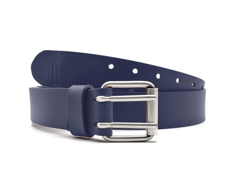 Ceinture mixte en cuir marine double perforation 4007