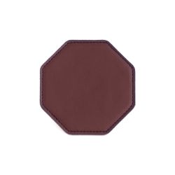 Sous-Verre octogonal en cuir bordeaux, set de 6