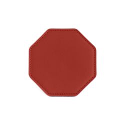 Sous-Verre octogonal en cuir rouge coquelicot, set de 6