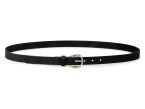 Fine ceinture cuir noir, boucle féminine, arrondie, dorée - 25mm - 4112