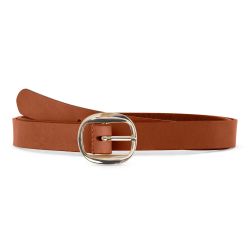 Fine ceinture cuir gold, boucle féminine, ovale, dorée - 25mm - 4113