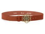 Ceinture cuir gold, boucle vintage, dorée, avec une pierre verte - 40mm - 4116