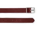 Ceinture cuir cannelle, boucle rectangulaire, moderne, argentée - 30mm - 4119