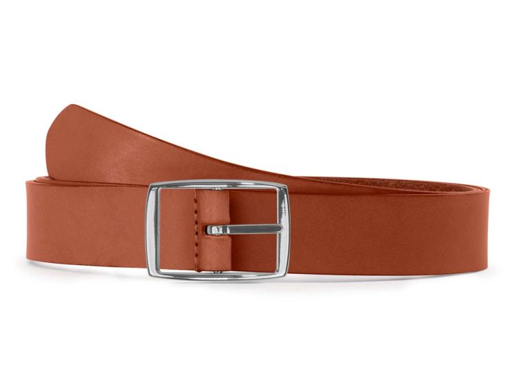 Ceinture cuir gold, boucle rectangulaire, moderne, argentée - 30mm - 4119
