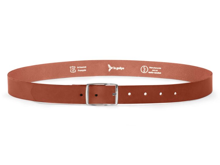 Ceinture cuir gold, boucle rectangulaire, moderne, argentée - 30mm - 4119
