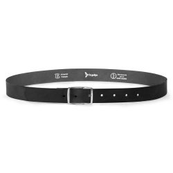 Ceinture cuir noir, boucle rectangulaire, moderne, argentée - 30mm - 4119