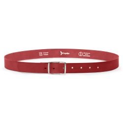 Ceinture cuir rouge, boucle rectangulaire, moderne, argentée - 30mm - 4119