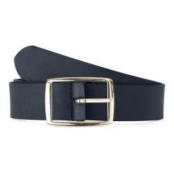 Ceinture cuir bleu marine, boucle rectangulaire, moderne, dorée - 35mm - 4120