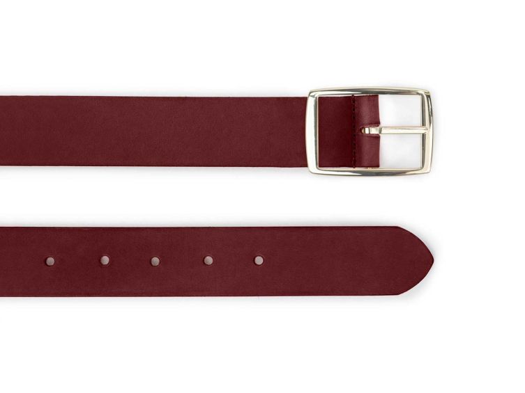 Ceinture cuir cannelle, boucle rectangulaire, moderne, dorée - 35mm - 4120