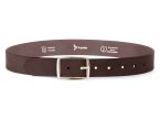 Ceinture cuir marron foncé, boucle rectangulaire, moderne, dorée - 35mm - 4120