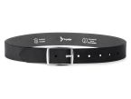 Ceinture cuir noir, boucle rectangulaire, moderne, argentée - 35mm - 4121