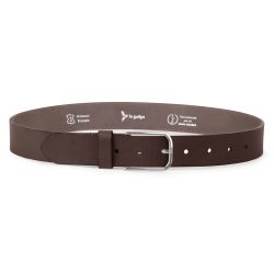Ceinture cuir marron foncé, boucle rectangulaire, classique, argentée - 35mm - 4122