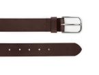 Ceinture cuir marron foncé, boucle rectangulaire, classique, argentée - 35mm - 4122