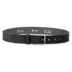 Ceinture cuir noir, boucle rectangulaire, classique, argentée - 35mm - 4122