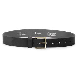 Ceinture cuir noir, boucle carrée, classique, en laiton - 35mm - 4124