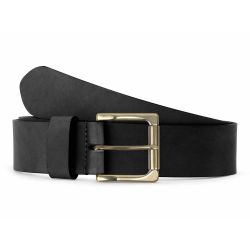 Ceinture cuir noir, boucle carrée, classique, en laiton - 40mm - 4127