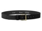 Ceinture cuir noir, boucle carrée, classique, en laiton - 40mm - 4127