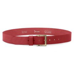 Ceinture cuir rouge, boucle carrée, classique, en laiton - 40mm - 4127