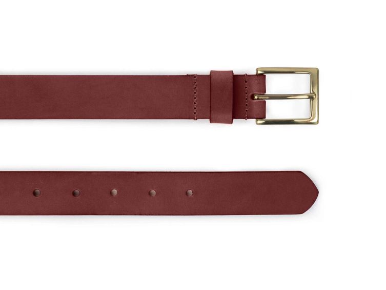 Ceinture cuir cannelle, boucle carrée, classique, en laiton - 30mm - 4125