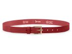 Ceinture cuir rouge, boucle carrée, classique, en laiton - 30mm - 4125