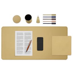Set de bureau beige - SM500-80x40 - TS500 - PC500 - SV500 - P-clé triangle - 5x tags