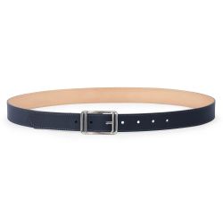 Ceinture cuir chic bleu marine, boucle rectangulaire, originale, argentée - 30mm - 5117