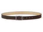 Ceinture cuir chic marron foncé, boucle rectangulaire, originale, argentée - 30mm - 5117